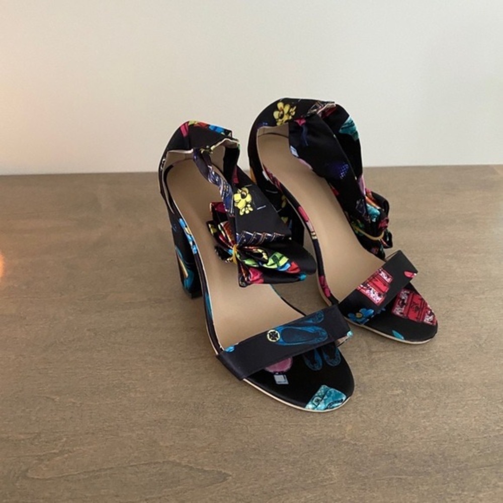 Open Toe Bowknot Block Heels